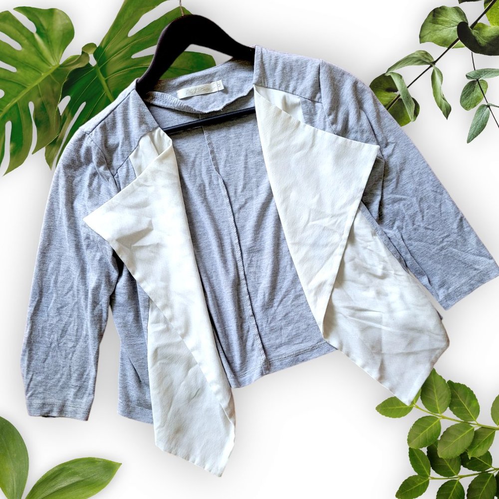 Grey White Open Cardigan, sz Medium
